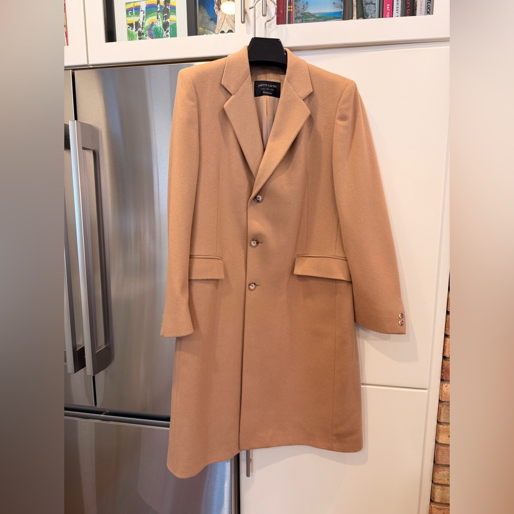 Pierre Cardin Couture Men's Vintage Tan Wool Overcoat